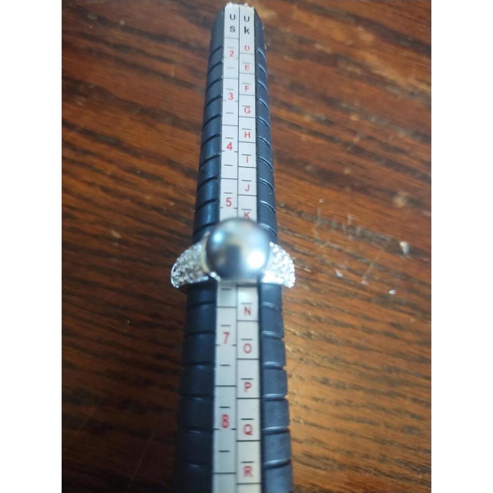 VTG‎ 925 Gray Pearl / Pave CZ Ring Size 6